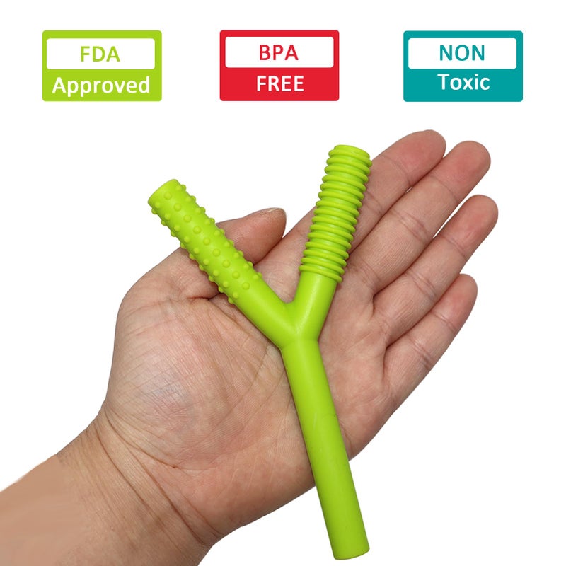 SunCore Direct Teether Tubes for Babies 3-6 Months, 3 Pack Silicone Hollow Chew Tube Toy for Autistic Children, Y Shape Chewable Straw Baby Teether Toys for Infants Autism with Teething Nursing Biting Chewing - Image 2